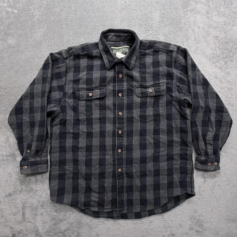 Field & Stream Shirt Mens XL‎ Black Plaid Flannel Button Up Long Sleeve Relaxed